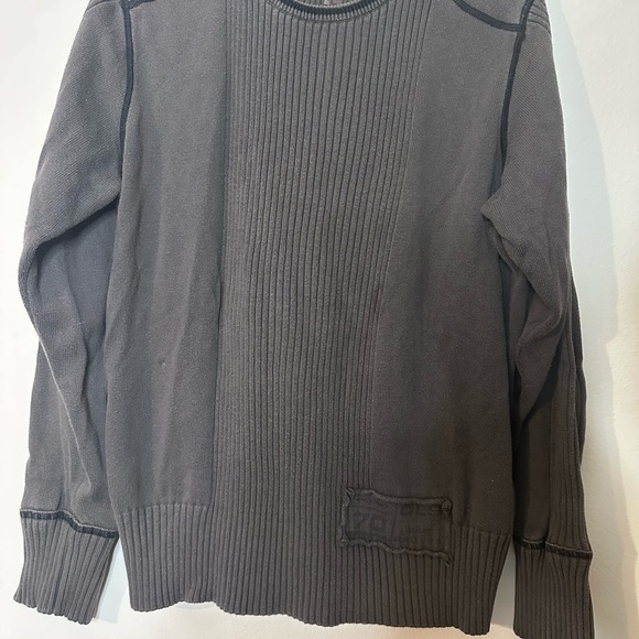 None Other - Men's Charcoal Ribbed Crewneck Sweater